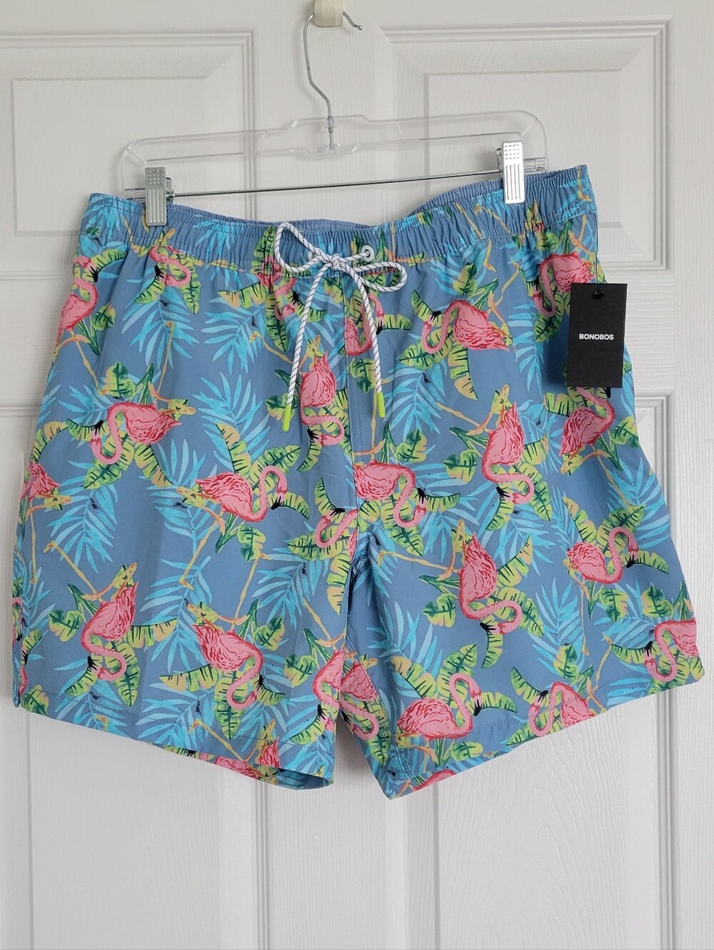 Bonobos Light Blue Flamingo & Tropical Leaf Lined Swim Trunks